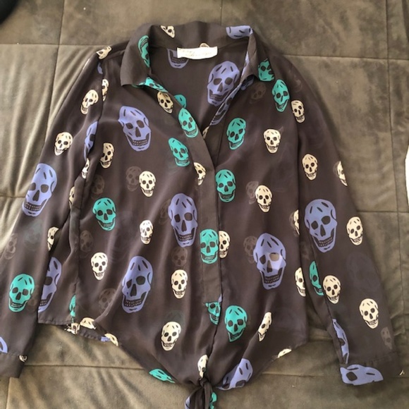 Vintage Havana Skull Printed Blouse - Picture 1 of 4